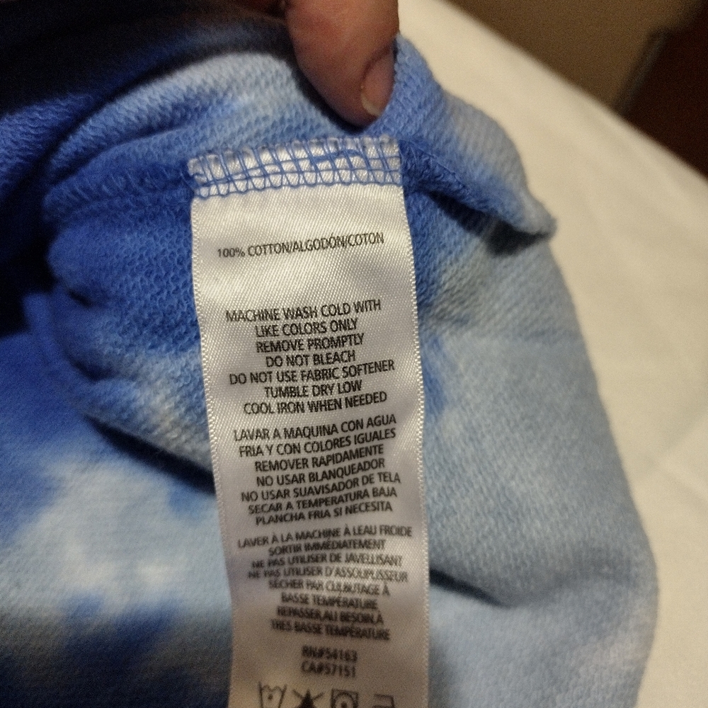 Calvin Klein Jeans Blue Tye Dye Long Sleeve Pullover Cropped Hoodie - Picture 9 of 13
